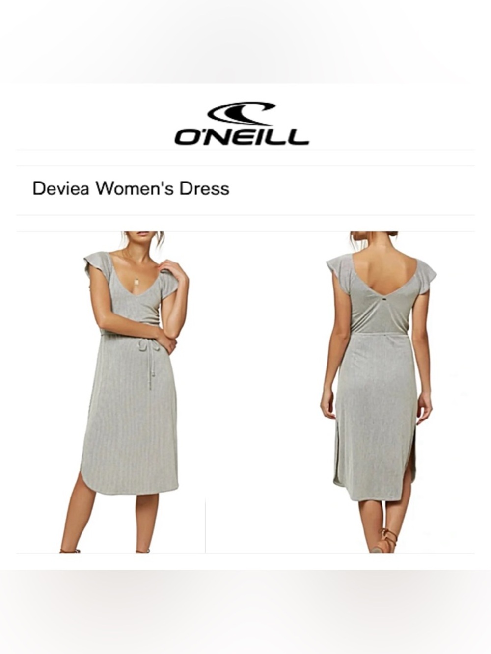 O'Neill Gray Deviea Striped Midi Dress
